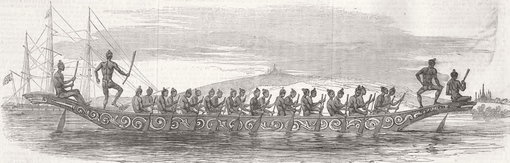 BURMA. Boat 1852 old antique vintage print picture